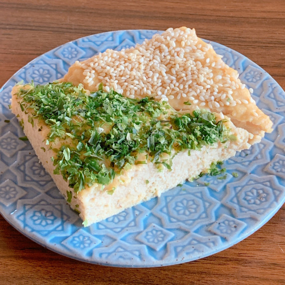 It's a meatloaf-like dish made with tofu and chicken.