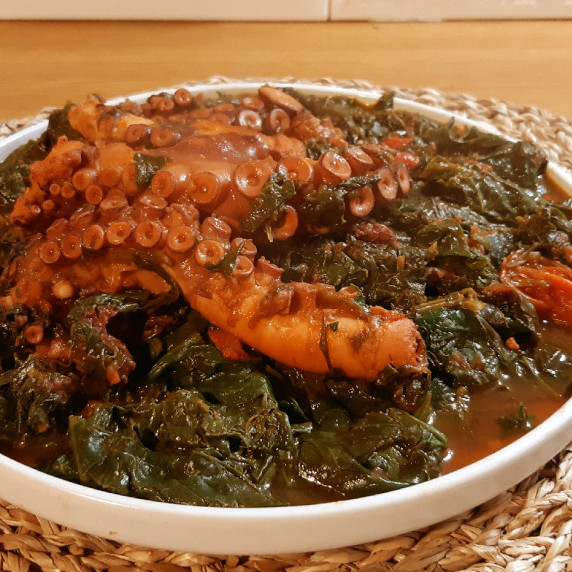 Braised Octopus with Spinach