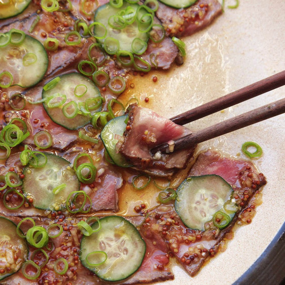 Cold Steak Salad with Cucumber and Ponzu-Mustard Vinaigrette