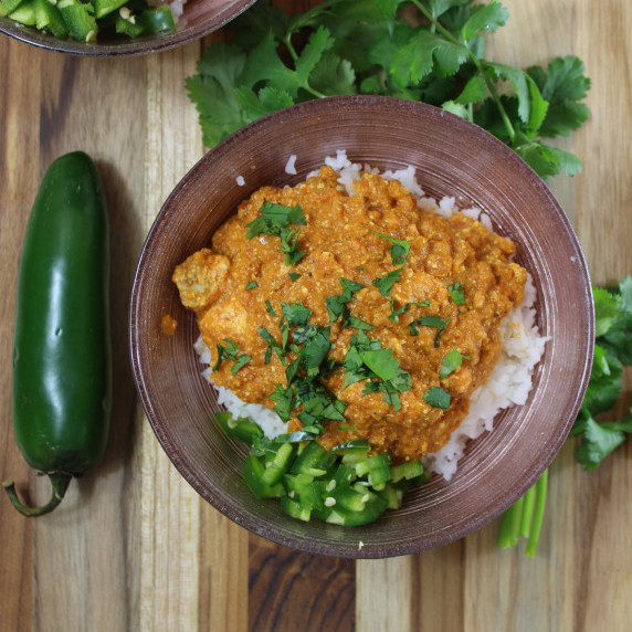 salmon tikka masala on a platter