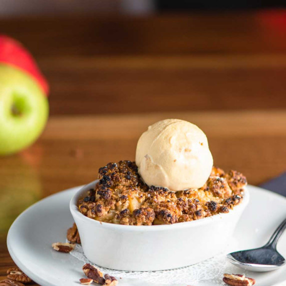 Butterscotch apple crisp with a scoop of bourban icecream