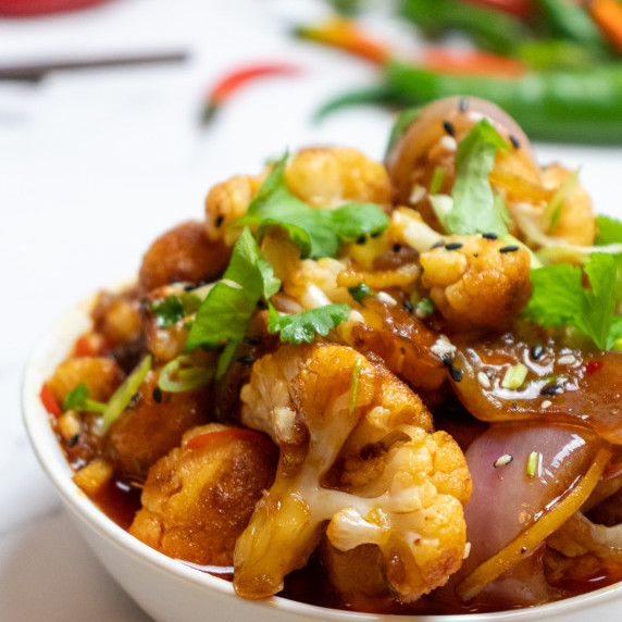 Side on shot of bang bang cauliflower