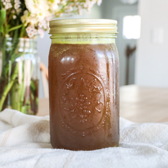 beef bone broth made in a slow cooker