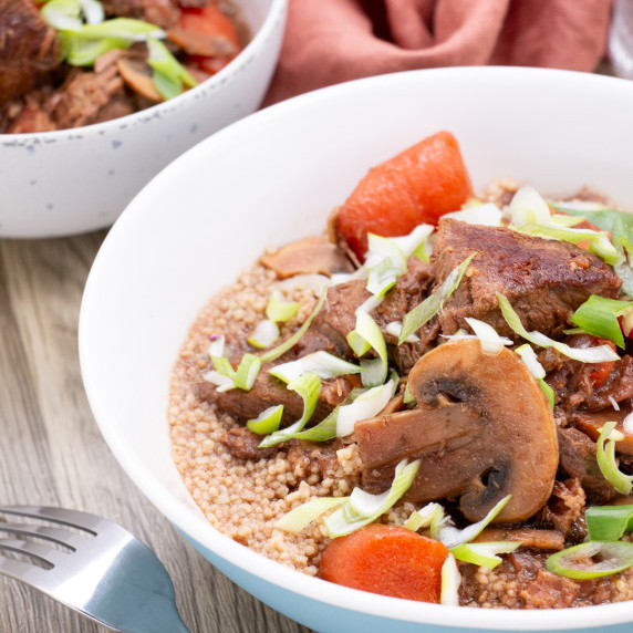 Beef Bourguignon Stew on couscous