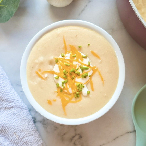 4 Ingredient Potato Soup Recipe in a bowl.