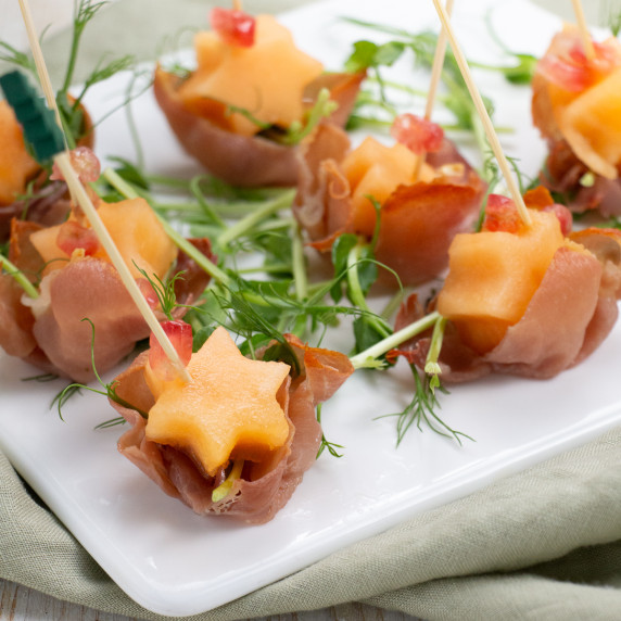 ham and melon appetizer