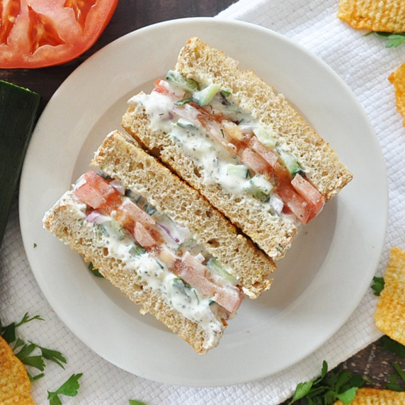 Creamy Cucumber Tomato Sandwich