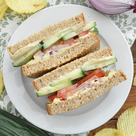 CREAMY Cucumber Hummus Sandwich