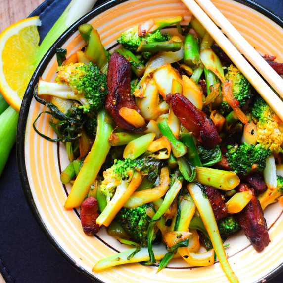 Duck Stir Fry with Orange, Honey & Fresh Green Vegetables