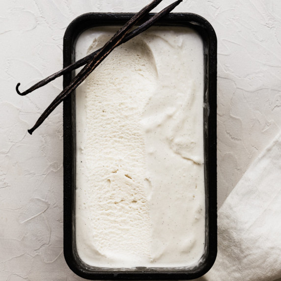 tub of vanilla ice cream