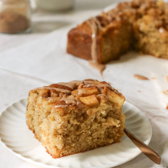 A portion of apple pie snack cake on a plate