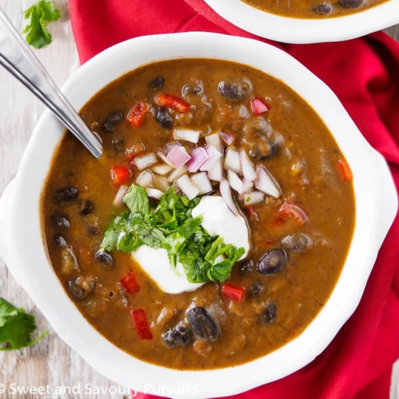 Bowl of black bean soup