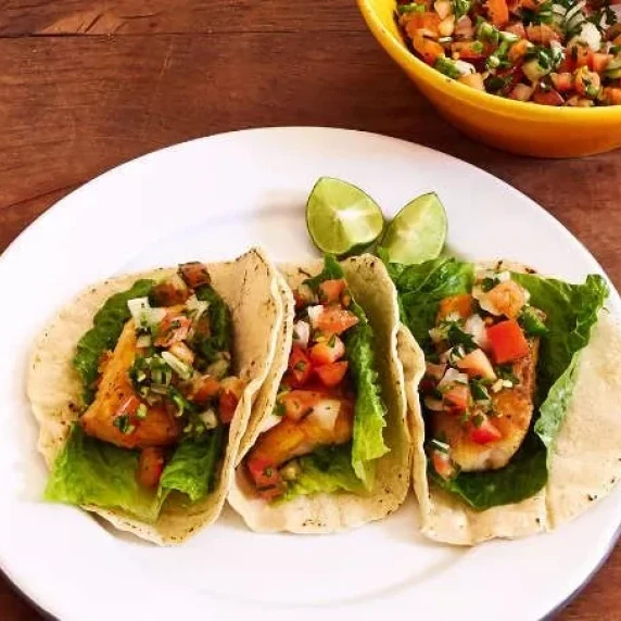 fish Tacos with pico de gallo salsa