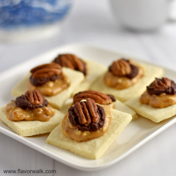Gluten Free Candy Bar Cookies on a white rectangular plate.