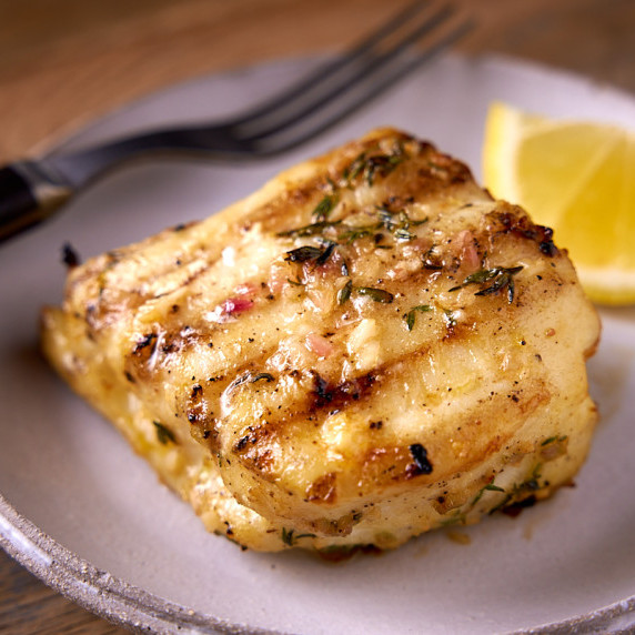 Grilled Halibut With Lemon Garlic Butter