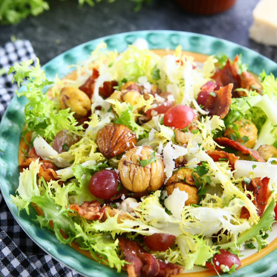 Frisée Salad with Chestnuts and Bacon