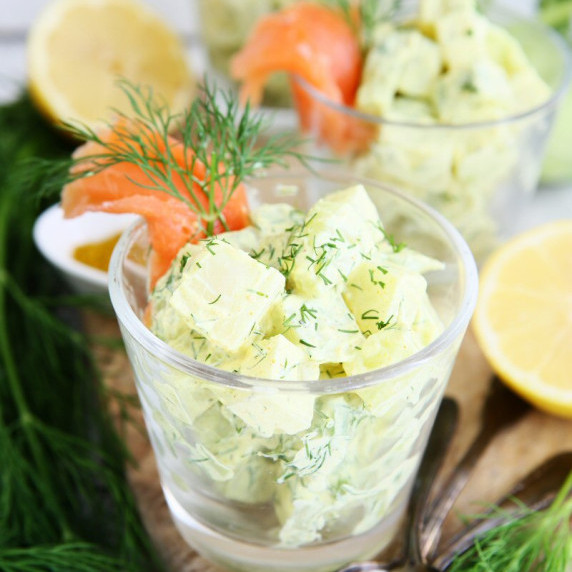 Kohlrabi Salad with Curry Dressing and Smoked Salmon