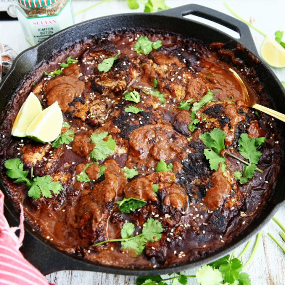 Roast Chicken Thighs with Chocolate Mole
