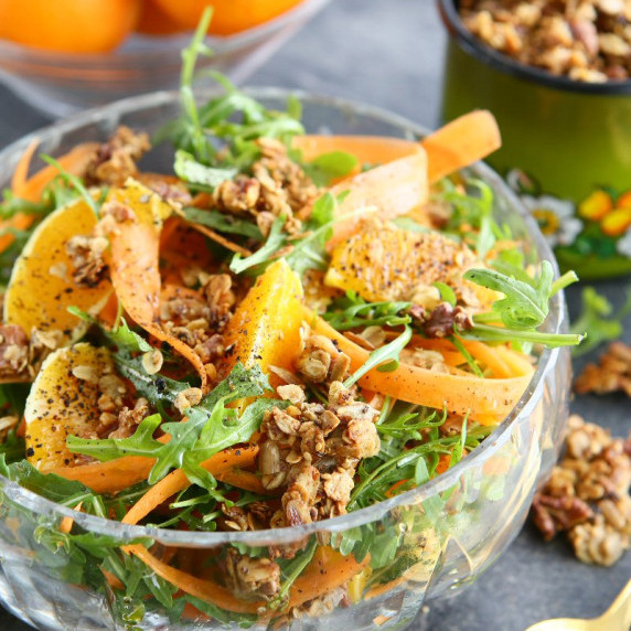 Moroccan Carrot Salad with Savoury Granola