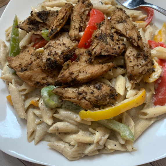 Creamy Vegan Rasta Pasta 