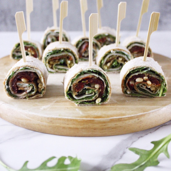 Chicken Pesto Wrap with Arugula