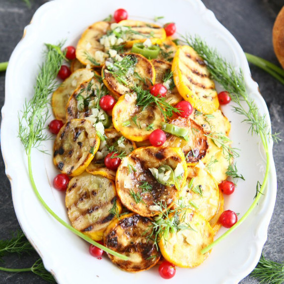 Warm Zucchini Salad with Dill and Red Currants