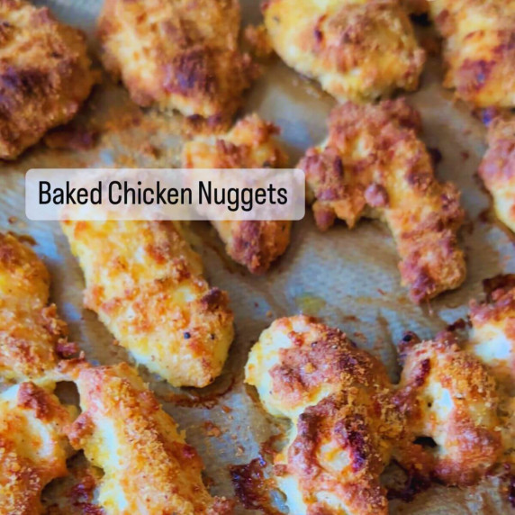 Chicken nuggets on a pan