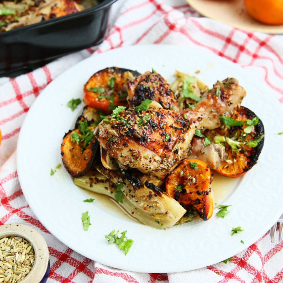 Roasted Chicken with Clementines and Arak