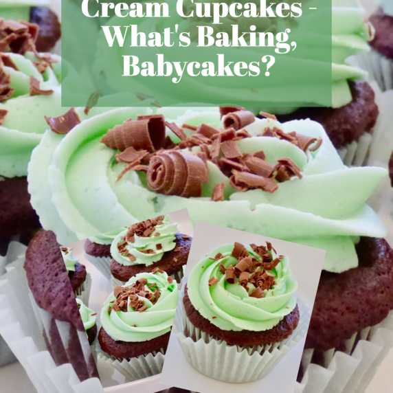 Chocolate Irish Cream Cupcakes on a white cupcake stand.  