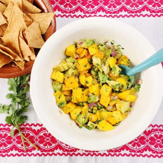 Mango Salsa in a white plate
