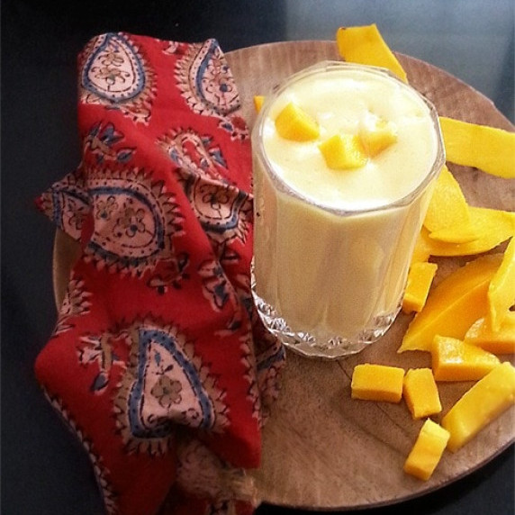 Thick and creamy mango milkshake