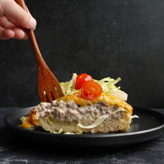 Ground beef stroganoff sandwich