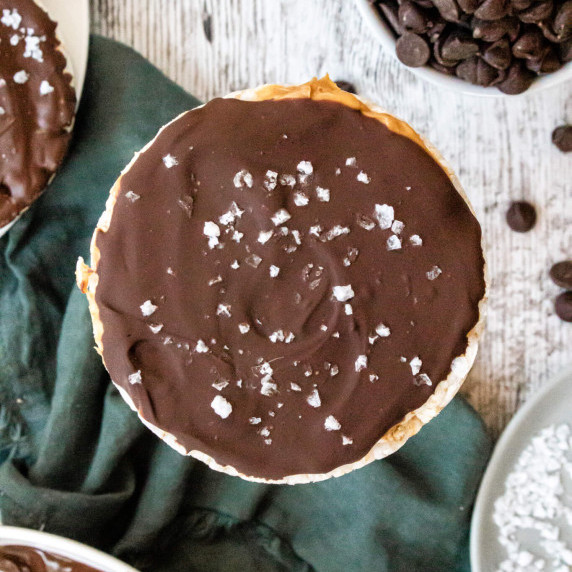 rice cake with chocolate and salt