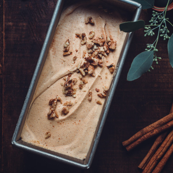 a container of Pumpkin Rum No-Churn ice cream 