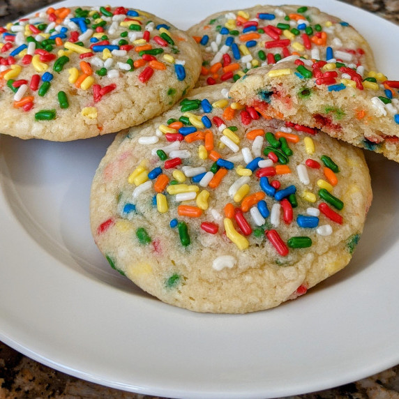 Confetti cake cookies on a plate