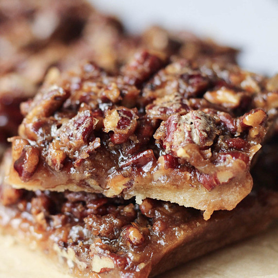 gluten-free vegan pecan pie bars stacked