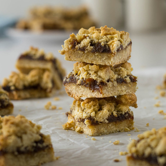 Stack of date and oat slices.