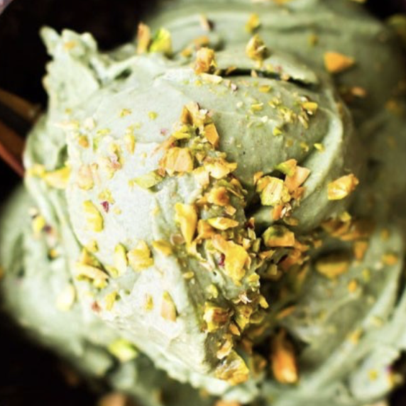 Vegan Avocado and Banana Soft Serve Ice Cream with Pistachios