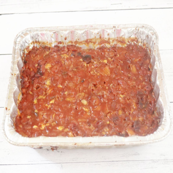 A tray of Smoke BBQ Beans