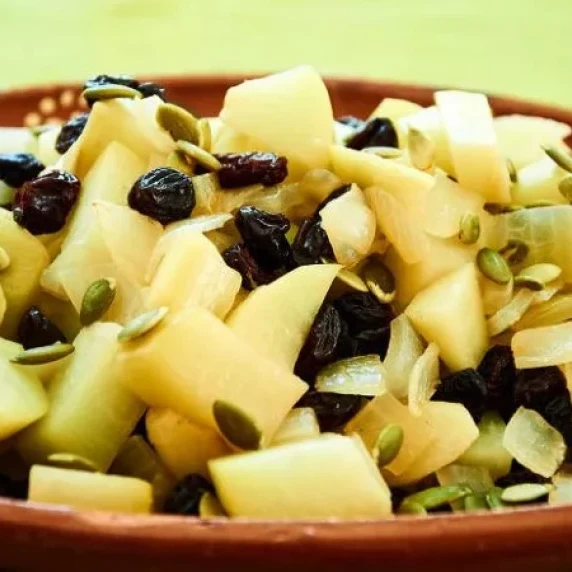 Stewed Chayote White Onion Raisins Pumkpin Seeds