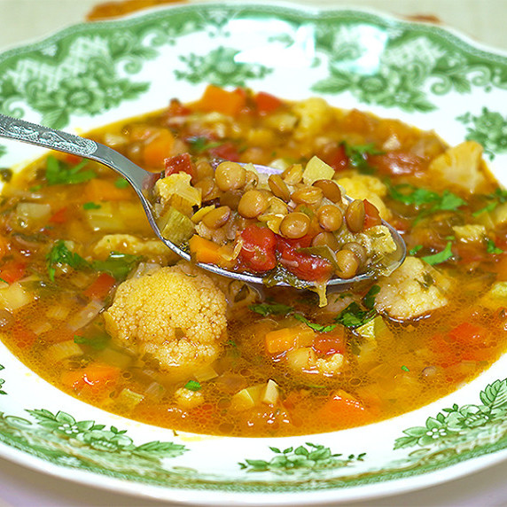 Lentil soup on a plate