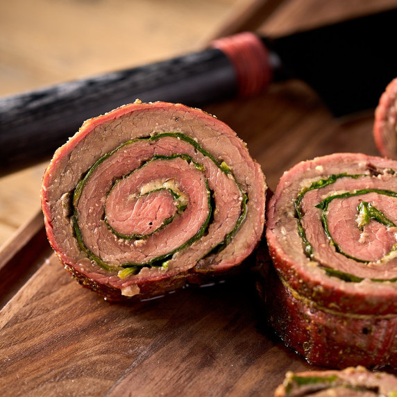 Grilled Steak Pinwheels With Parmesan, Spinach, and Lemon
