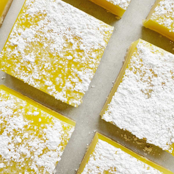 finished vegan lemon bars stacked