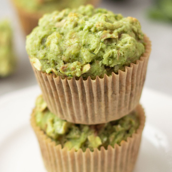 finished vegan hidden veggie zucchini muffins on a metal cooling rack
