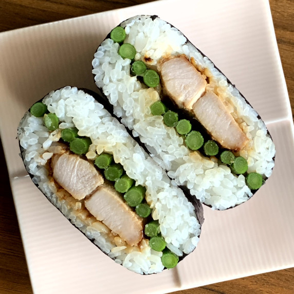 Onigiri(rice ball) with pork tenderloin 