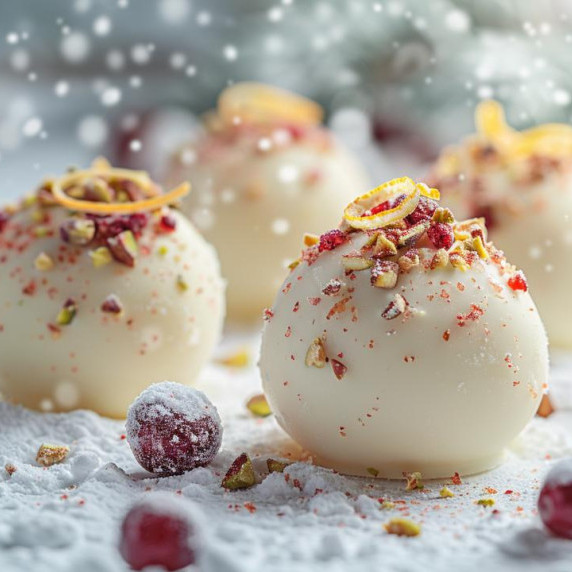 Cranberry Pistachio White Chocolate Truffles