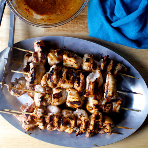 Garlic-Mustard Glazed Skewers