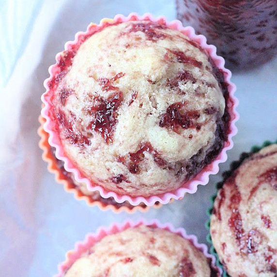 Jam Swirled Cream Cheese Muffins