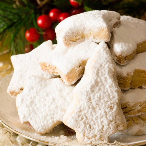 kourabiedes, Greek, christmas, butter cookies on a plate