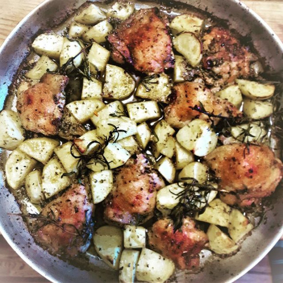One pan lemon chicken and potatoes